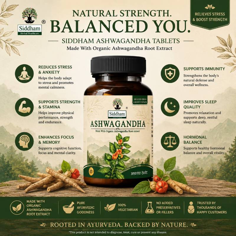 Ashwagandha Organic Root Extract Tablets, 60 Count